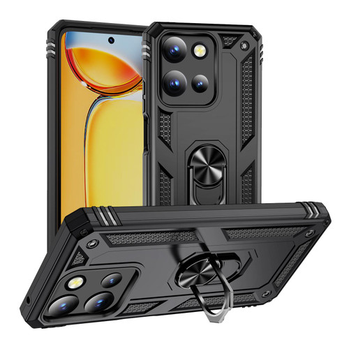 Moto G 2025 Shockproof TPU + PC Phone Case with Holder - Black